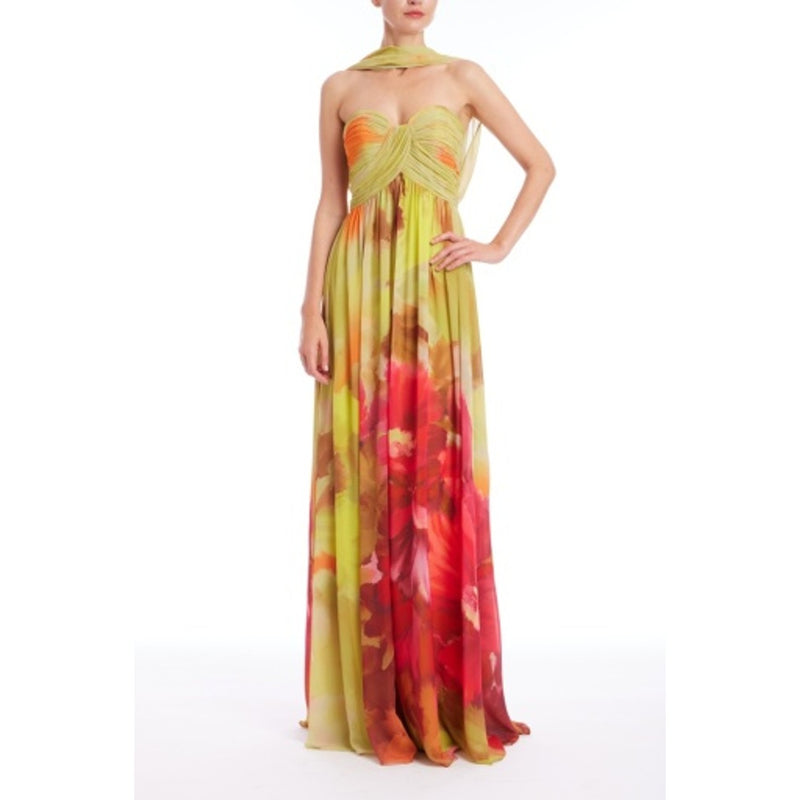 Badgley Mischka - Womens Flrl Scarf Strapless