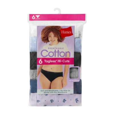 Hanes - Womens Cool Comfort Women's Cotton Hi-Cut Underwear 6-Pack
