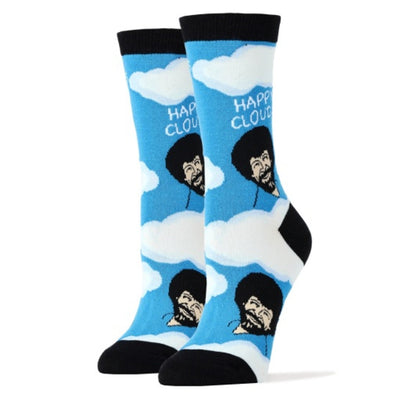 Oooh Yeah - Womens Crew Bob Ross Happy Clouds
