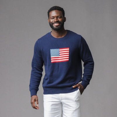 Hope & Henry - Mens Organic Crew Neck Flag Sweater
