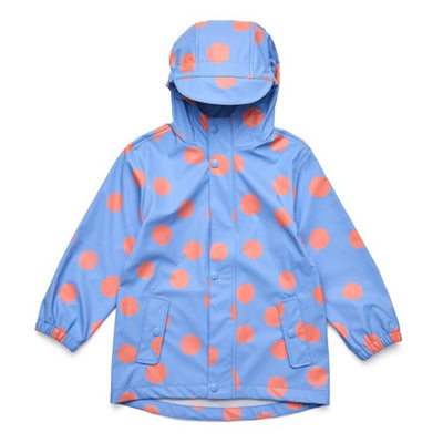 Snapper Rock - Girls Cornflower Polka Pot Recycled Waterproof Raincoat Unlined