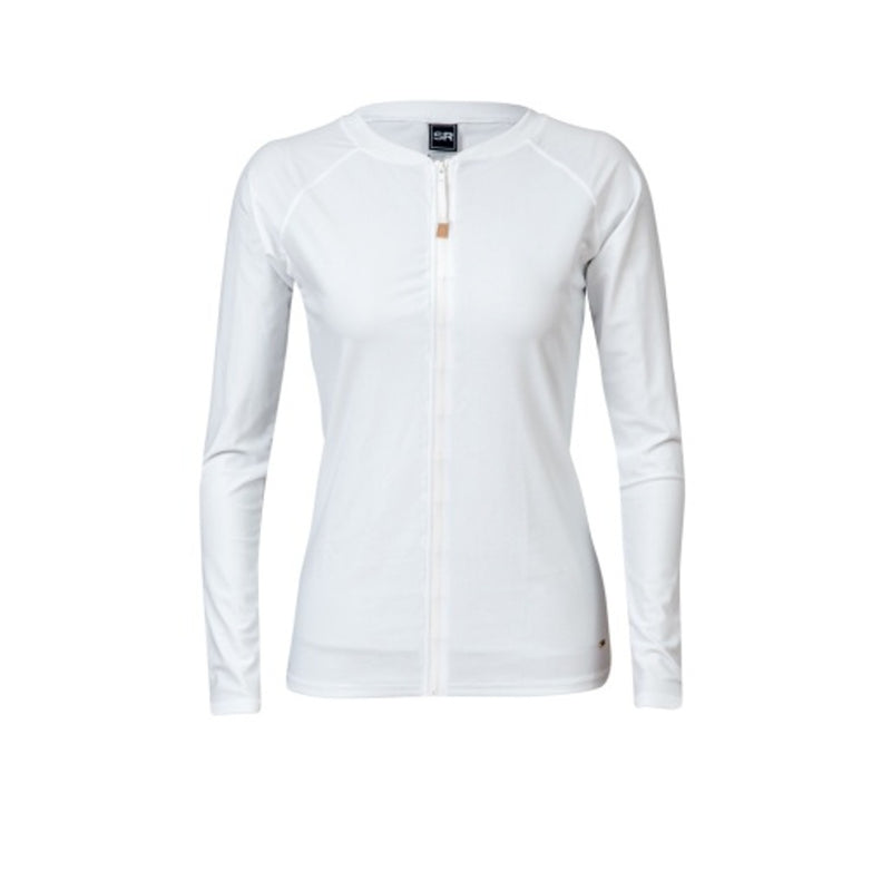Snapper Rock - Womens Ladies White Zip Front Long Sleeve Rash Top