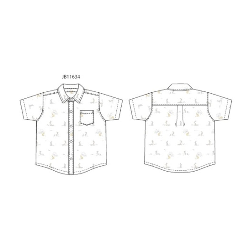 Janie and Jack - Boys with Short Sleeve White Bunny Aop Poplin Shirt E1