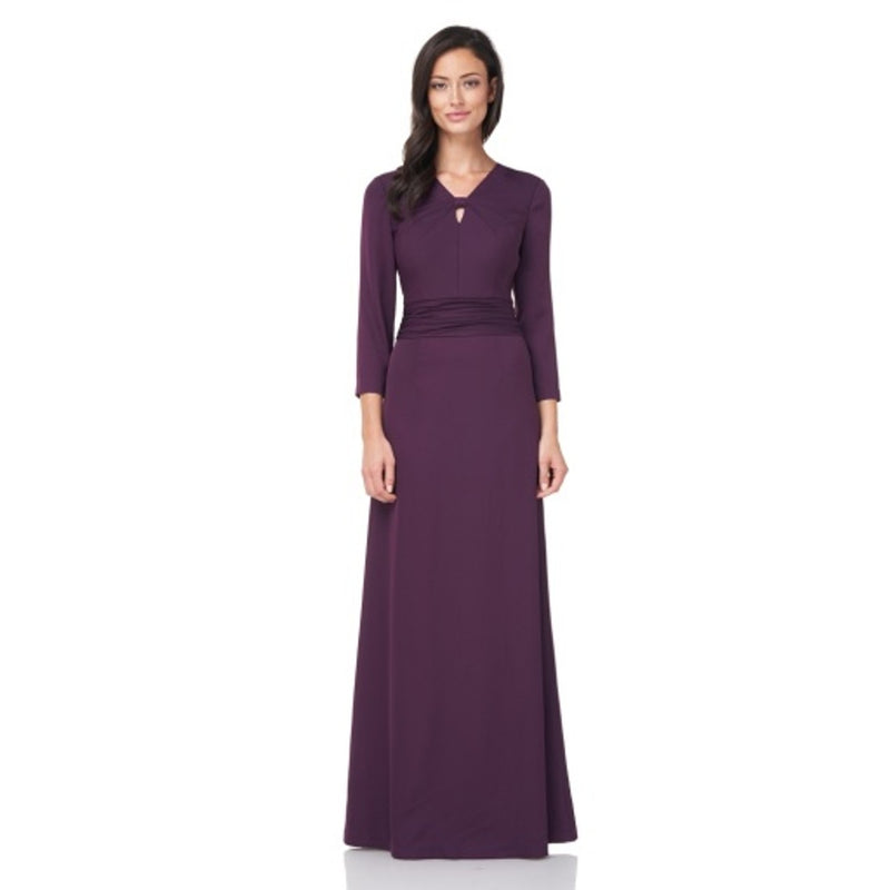 JS Collections - Womens Stretch Crepe Twist Front Gown