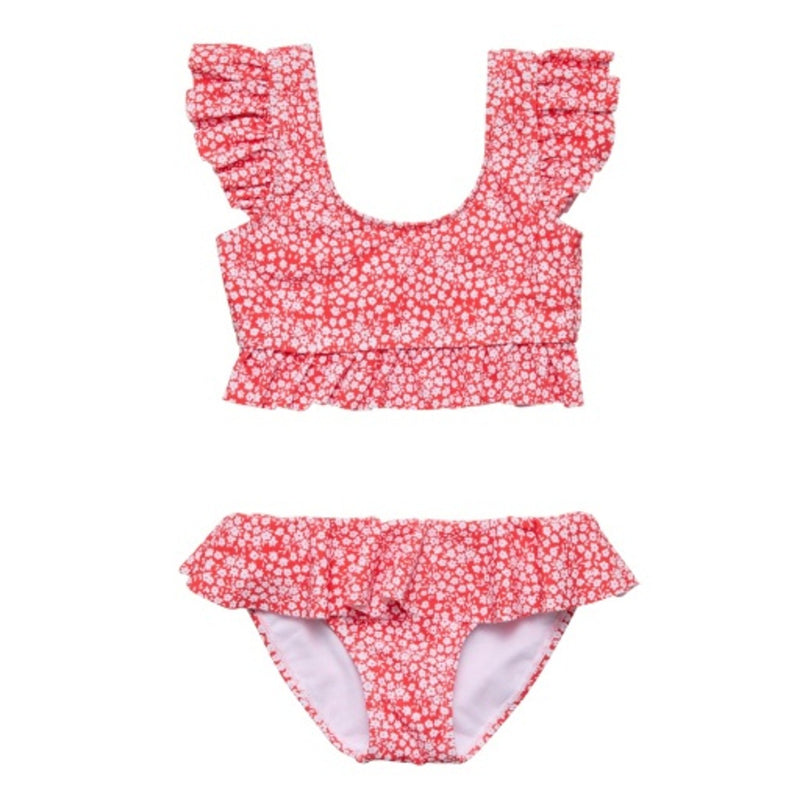 Snapper Rock - Girls Ditsy Bloom Frilled Crop Bikini