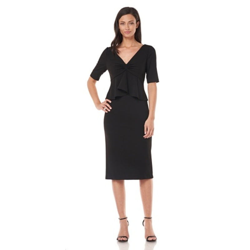 JS Collections - Womens Draped Peplum Cocktail Dress