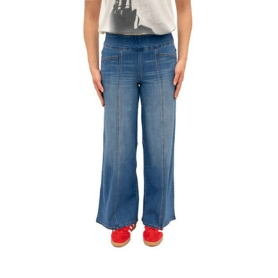1822 Denim - Womens Petite 27" Pull-on Slim Wide Leg