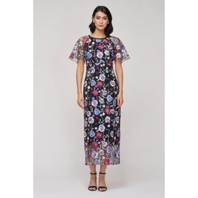 JS Collections - Womens Lacey Tea-Length Cocktail