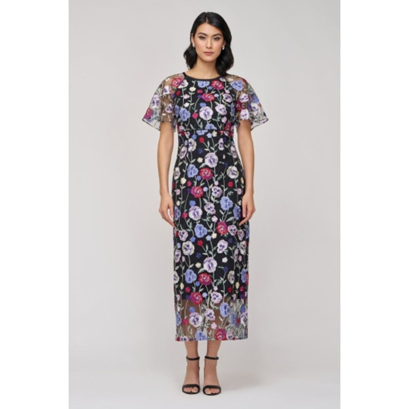 JS Collections - Womens Lacey Tea-Length Cocktail