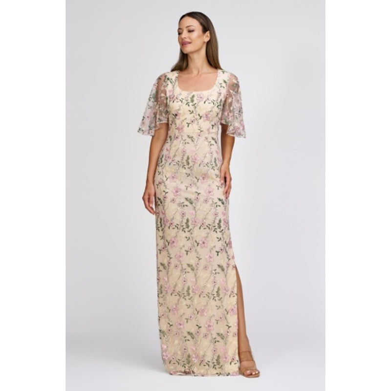 JS Collections - Womens Hannah Flutter Sleeve Gown