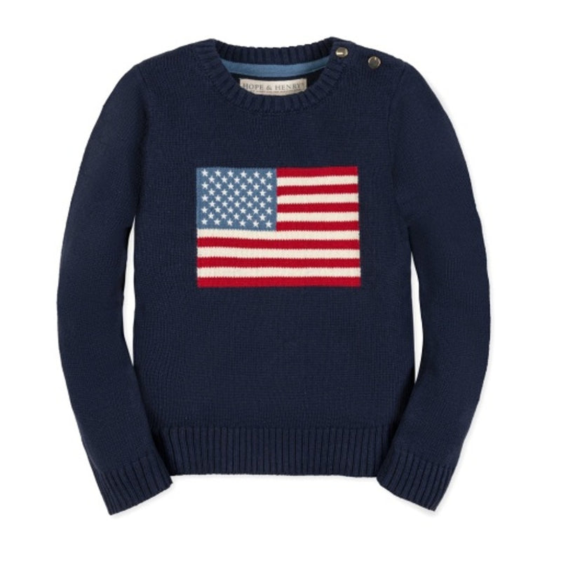 Hope & Henry - Girls Organic Crew Neck Flag Sweater