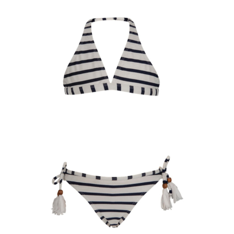 Snapper Rock - Girls Navy / White Stripe Classic Bikini