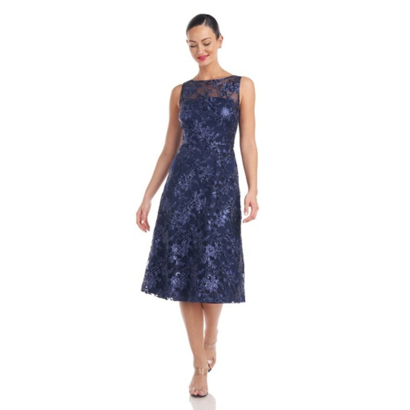 JS Collections - Womens Christine Illusion Midi Dress