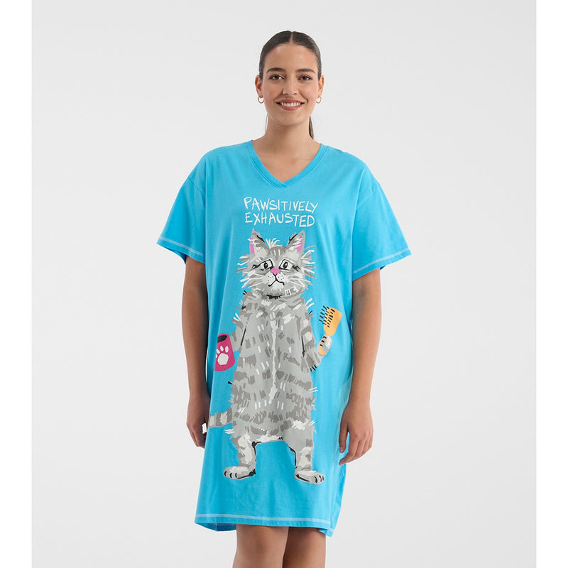 Little Blue House - Pawsitively Exhausted Womens Sleepshirt