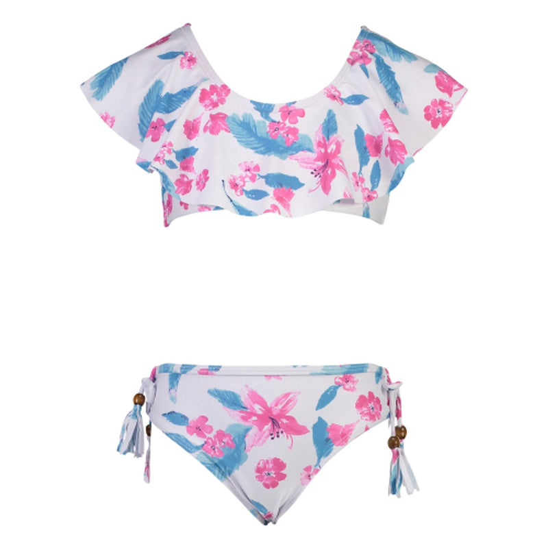 Snapper Rock - Girls Fuschia Lily Shoulder Flounce Bikini