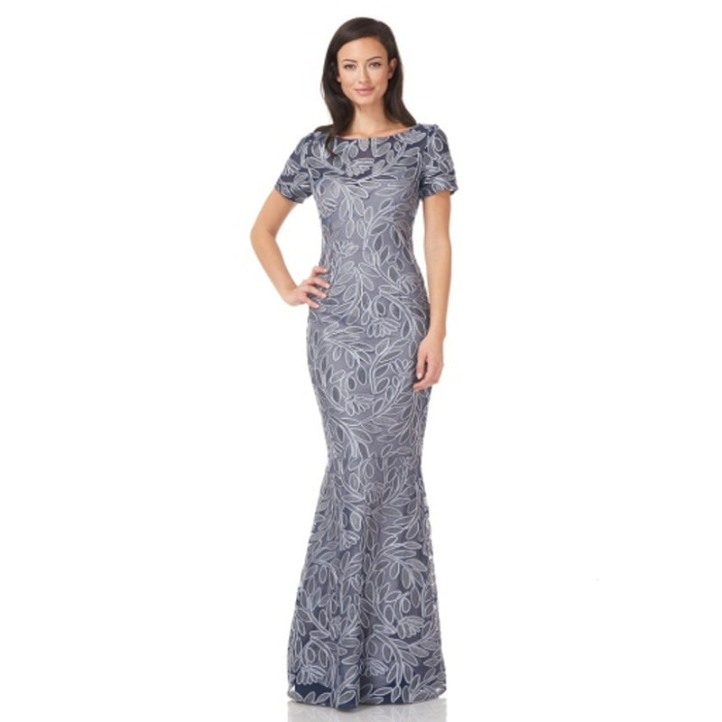 JS Collections - Womens Short Sleeve Flare Gown