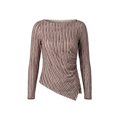 Liverpool Los Angeles - Womens Long Slv Boat Neck Asym Hem Knit Top with Pleat