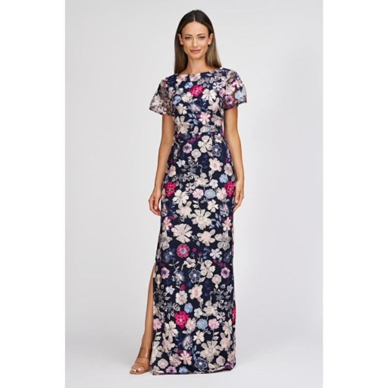 JS Collections - Womens Magnolia Pleat-Sleeve Gown