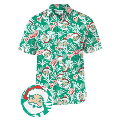 Tipsy Elves - Mens Santa Palms Button Down Shirt