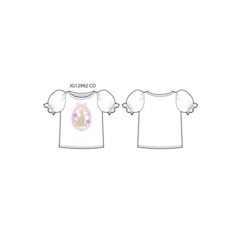 Janie and Jack - Girls K X Wht Pnk Bunny Graphic Top E1