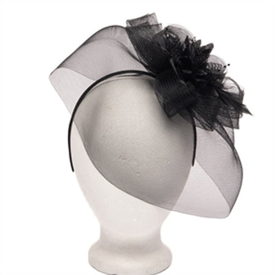 San Diego Hat Company - Mesh Disc Fascinator with Floral Trim
