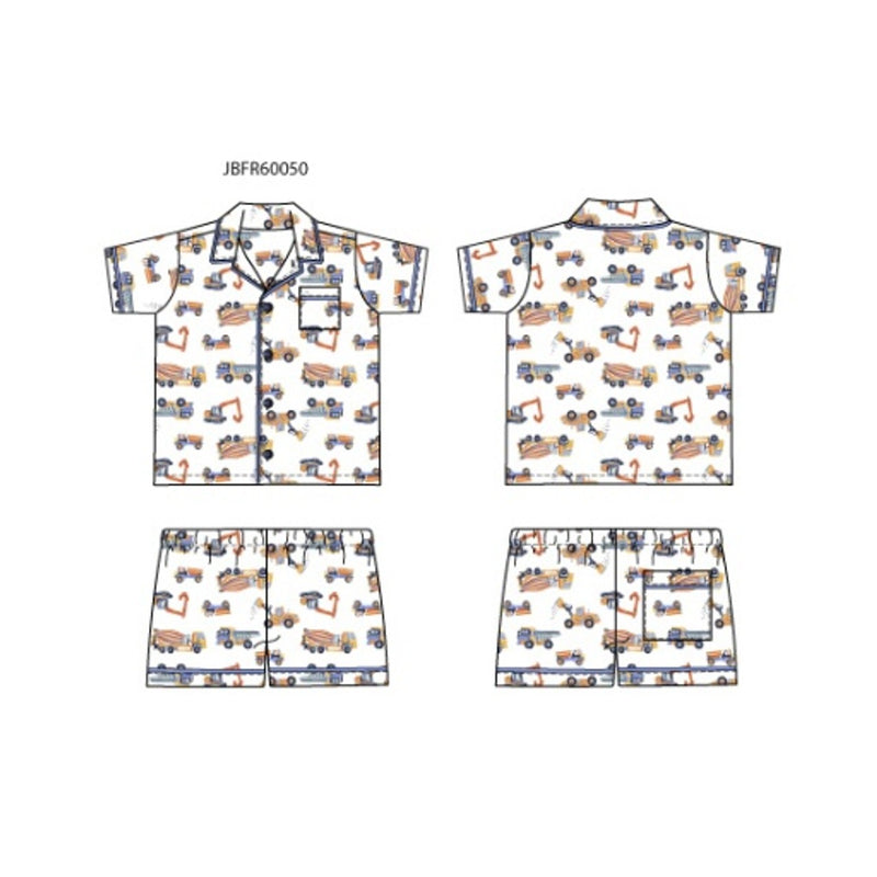 Janie and Jack - Kids with Fr Short Sleeve Construction Sleep Set Sb1 E1