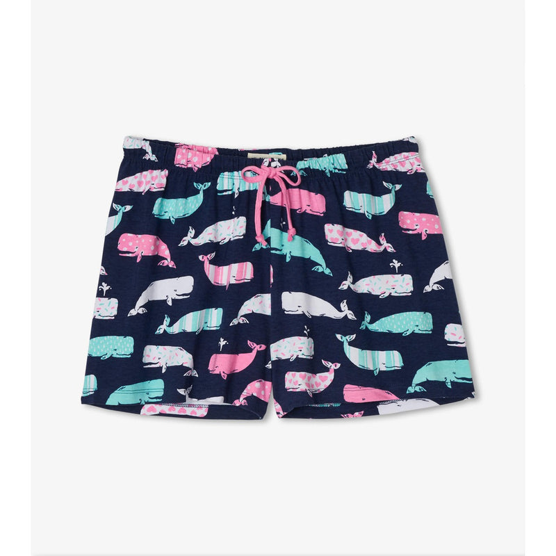 Little Blue House - Nautical Whales Womens Sleep Shorts