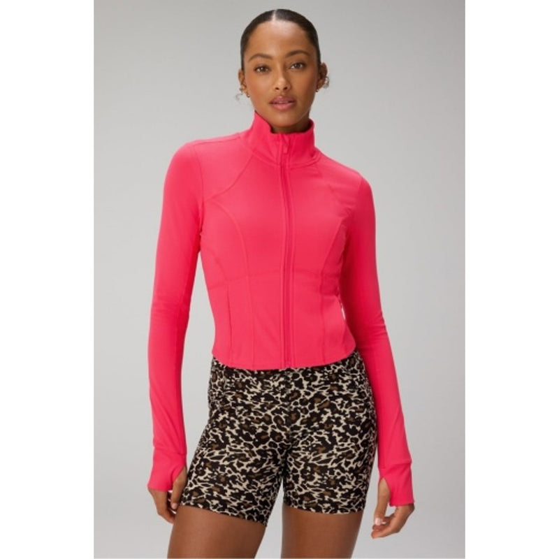 Fabletics - Womens Perfect Storm Cropped Train Jacket - Raspberry Fizz