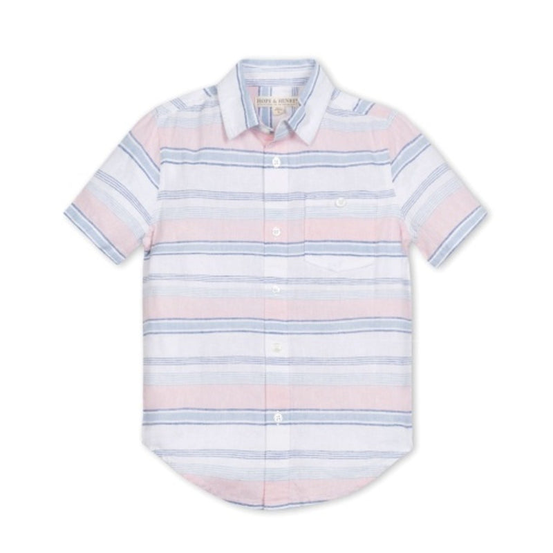 Hope & Henry - Boys Linen Short Sleeve Button Down Shirt