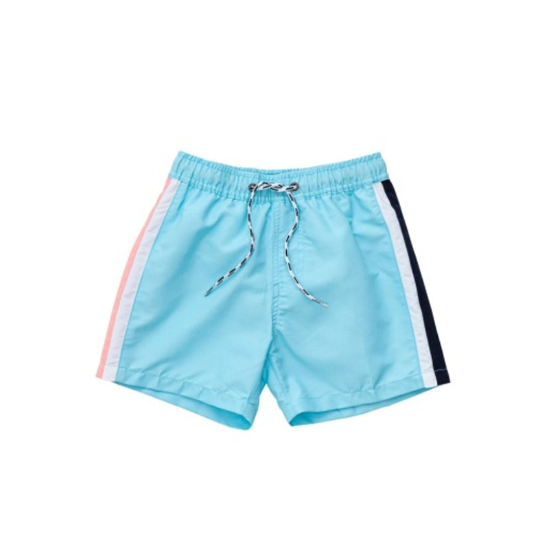 Snapper Rock - Boys Blue Retro Stripe Volley Board Short