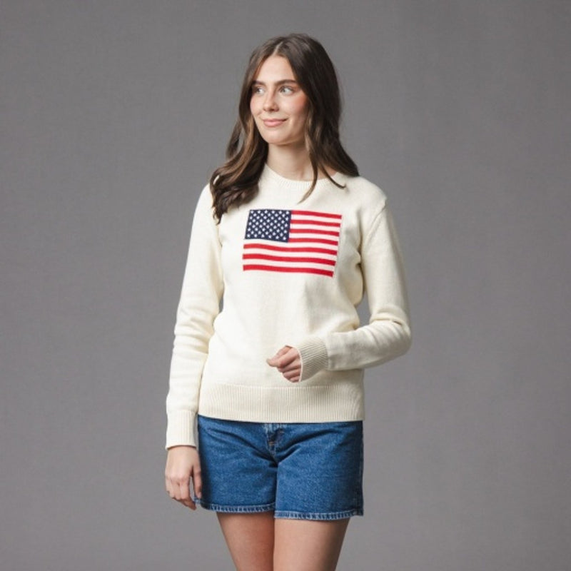Hope & Henry - Womens Organic Crew Neck Flag Sweater