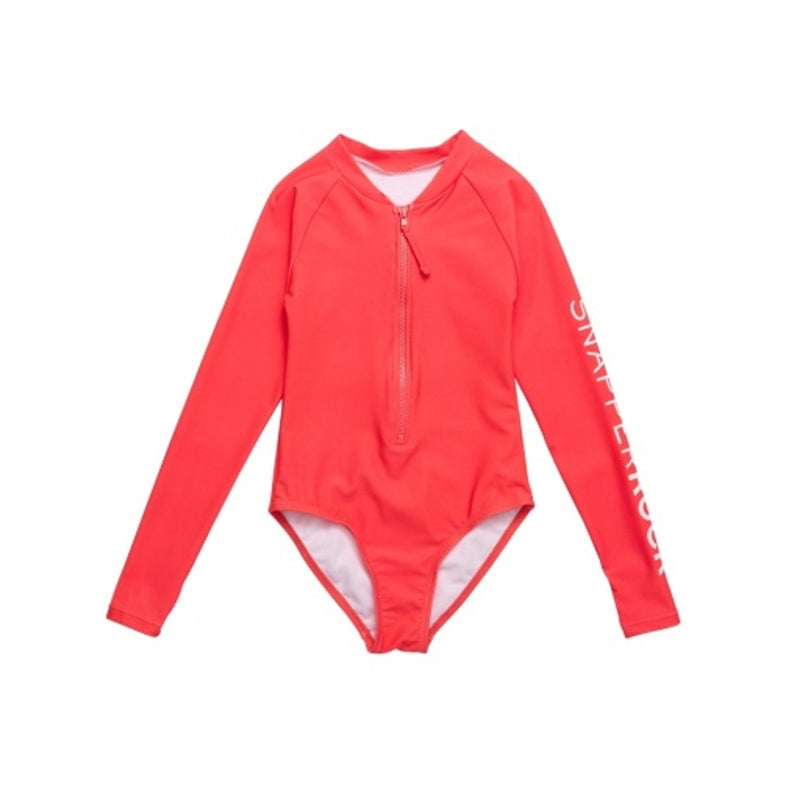 Snapper Rock - Girls Watermelon Sustainable Long Sleeve Surf Suit