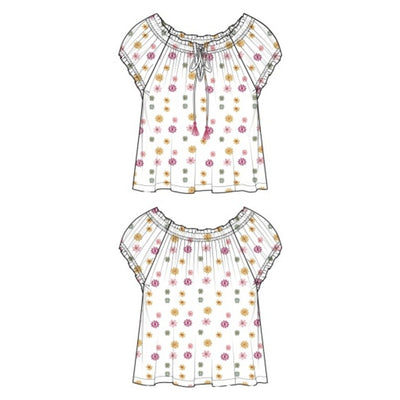 Liverpool Los Angeles - Womens Short Sleeve Tie Neck Woven Top