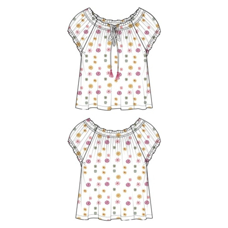 Liverpool Los Angeles - Womens Short Sleeve Tie Neck Woven Top