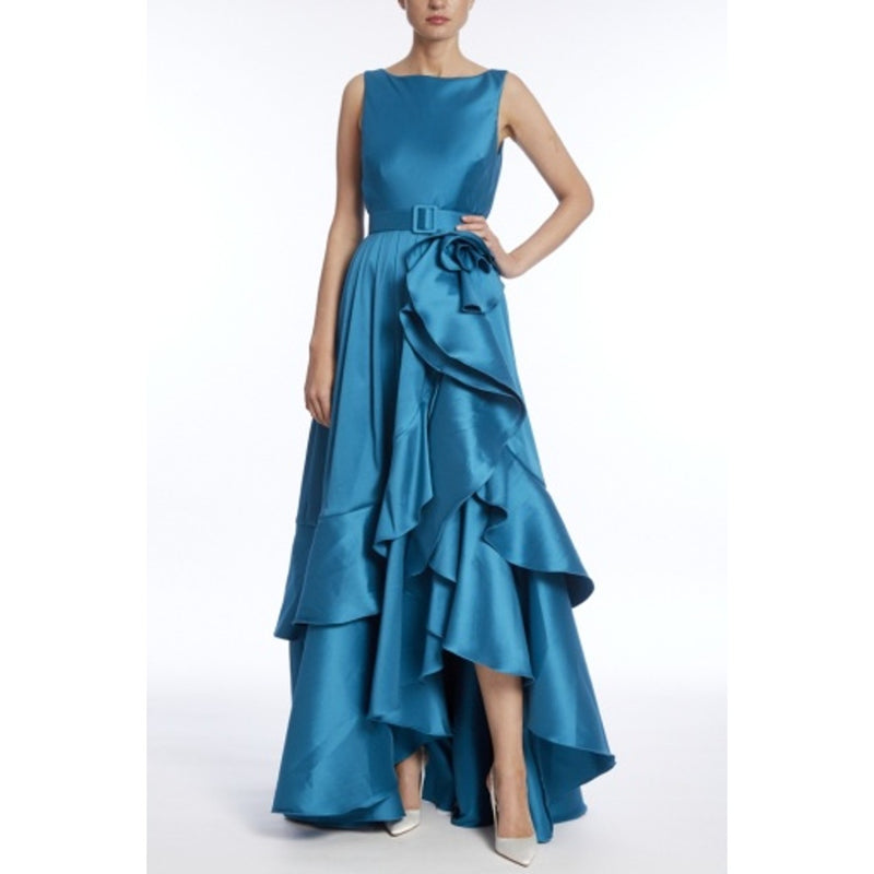 Badgley Mischka - Womens Rosette Ruffle Gown