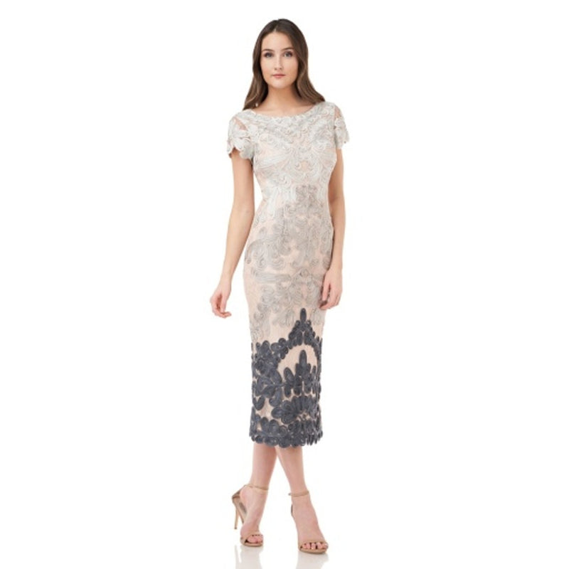 JS Collections - Womens Two-Tone Soutache Midi - Mint Grey