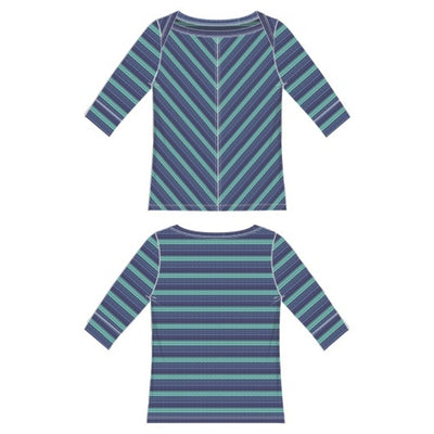 Liverpool Los Angeles - Womens 1/2 Sleeve Fold Over Boat Neck Knit Top with M