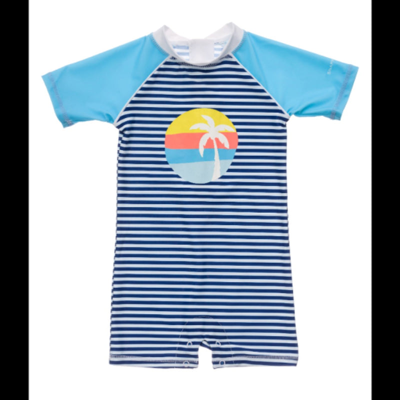 Snapper Rock - Baby Sunset Stripe Short Sleeve Sunsuit