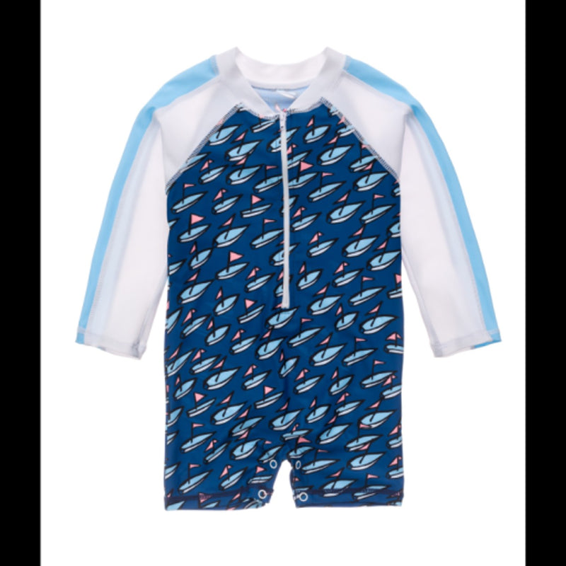 Snapper Rock - Baby Opti Boats Long Sleeve Sunsuit