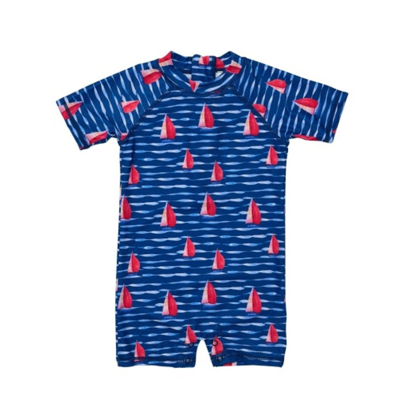 Snapper Rock - Boys Sailboat Rock Short Sleeve Sunsuit