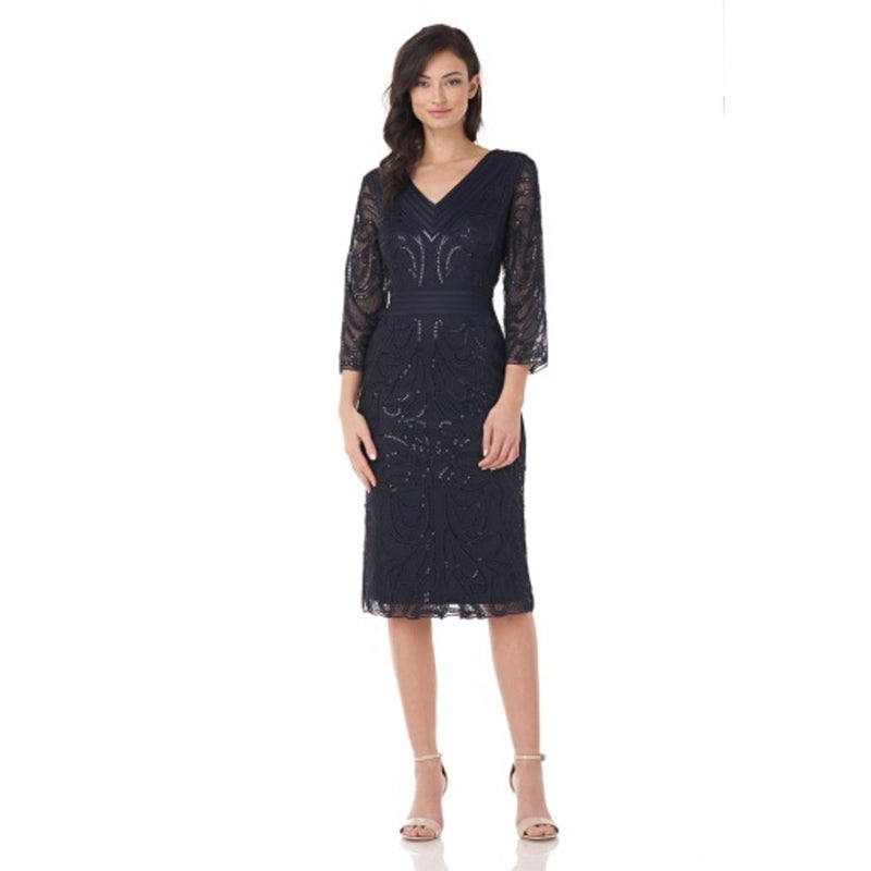 JS Collections - Womens 3/4 Sleeve Soutache Shift Drs