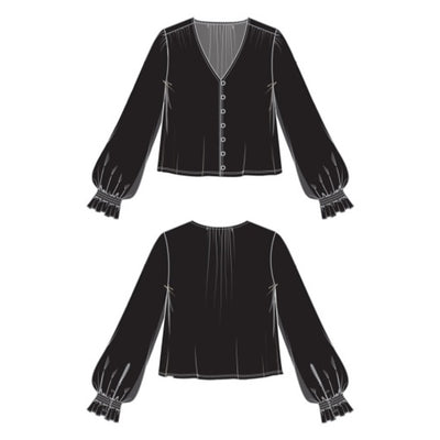 Liverpool Los Angeles - Womens Long Slv Bttn Frnt Woven Top with Smocking