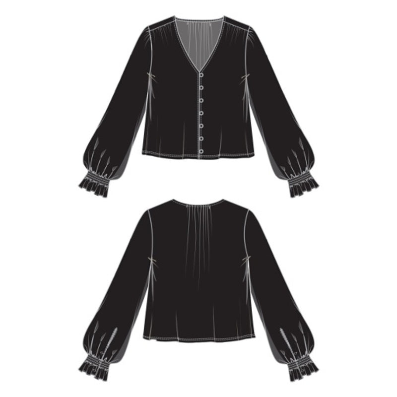 Liverpool Los Angeles - Womens Long Slv Bttn Frnt Woven Top with Smocking