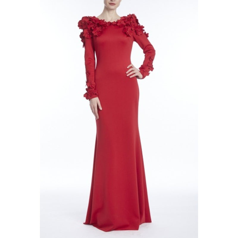 Badgley Mischka - Womens 3d Flower Long Sleeve Scuba