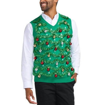 Tipsy Elves - Mens Gaudy Garland Ugly Christmas Sweater Vest