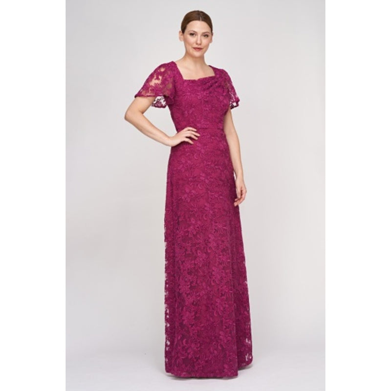 JS Collections - Womens Annabelle Flutter a-Line Gown