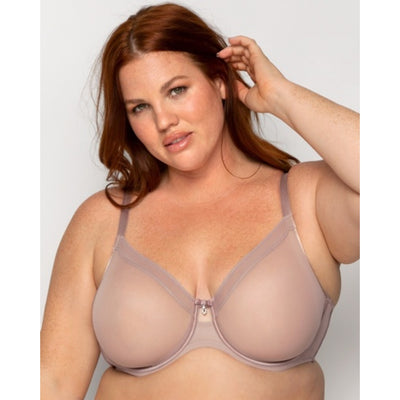 Ariela - Womens Sheer Mesh Full Coverage Unlined Underwire Bra - Bark