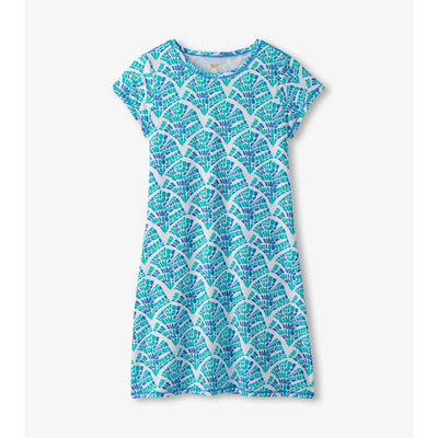 Little Blue House - Unisex Tee Shirt Dress Mosaic Waves