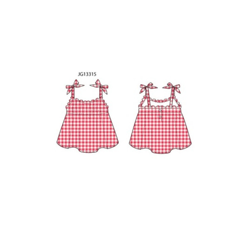 Janie and Jack - Girls with Red Gingham Sl Top Sm0