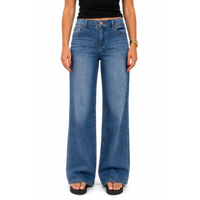 1822 Denim - Womens Petite 29" Slim Wide Leg Jean